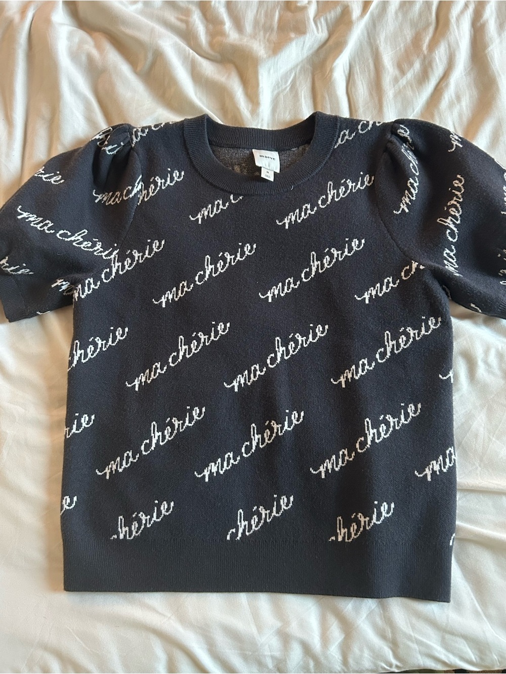 Anthropologie Maeve Ma Chérie Puff Sleeve Sweater Size M NWOT